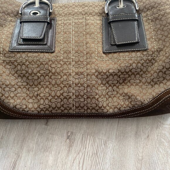 Authentic Coach Signature Soho Carry-all Shoulder Bag with Leather Straps/Buckle - Picture 1 of 6